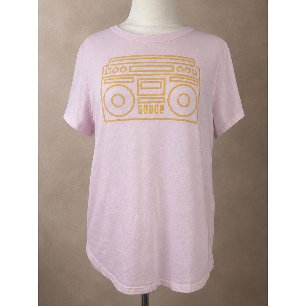 OLD NAVY Sz M T-shirt Pink Retro Boombox Stereo